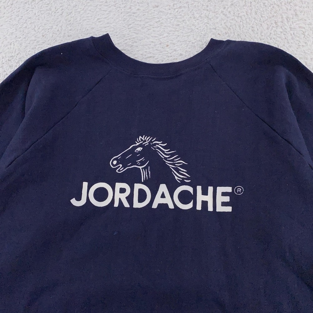 Vintage 80s Jordache Sweatshirt Mens Small Blue Crewneck Horse Logo Jeans‎ USA